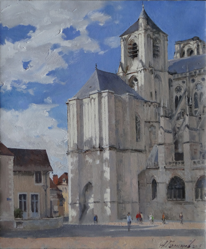 Painting by Azat Galimov Clouds over the Burj. la cathedrale St. Etienne. 