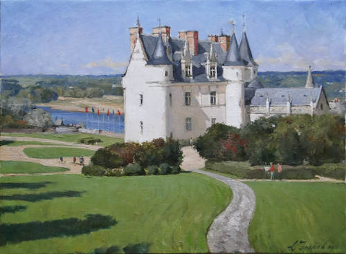 Painting by Azat Galimov.Castles of Loire. Chateau d'Amboise.