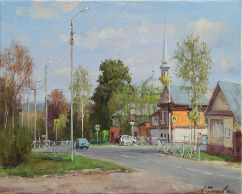 Painting by Azat Galimov .On Vakhitov Street, Chistopol.