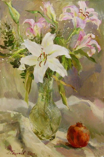 Painting Azat Galimov.Lily and Pomegranate.