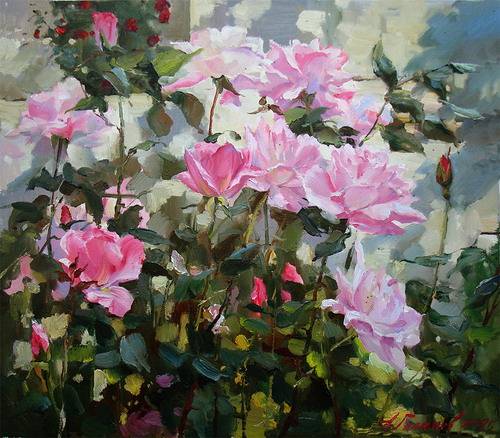 Painting Azat Galimov.Among the roses ... 