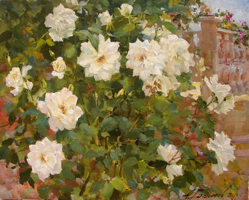 Painting Azat Galimov .November rose. Chloraka. Cyprus.