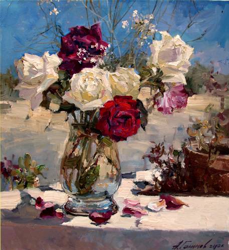 Painting Azat Galimov.Roses under the sun. Cyprus.