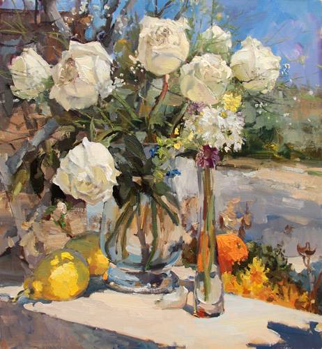 Painting Azat Galimov.Rose and lemon. Cyprus.