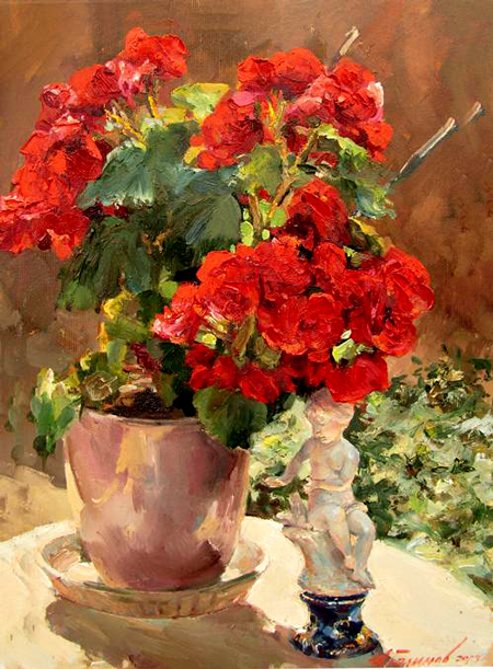Painting Azat Galimov.Caprice Begonia Elatior Baladin.