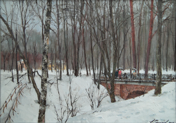 Artworks by Azat Galimov For sale.  Early spring in Arkhangelsk Park