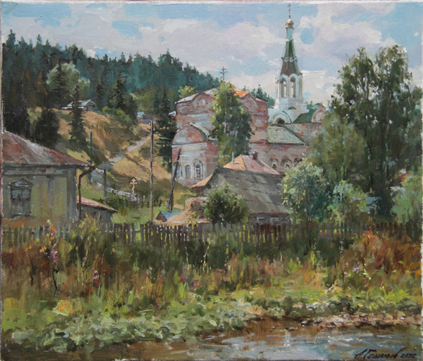  Painting by AzPainting, Painting by artist Azat Galimov for sale. Russian landscape. Kyn village, Ural