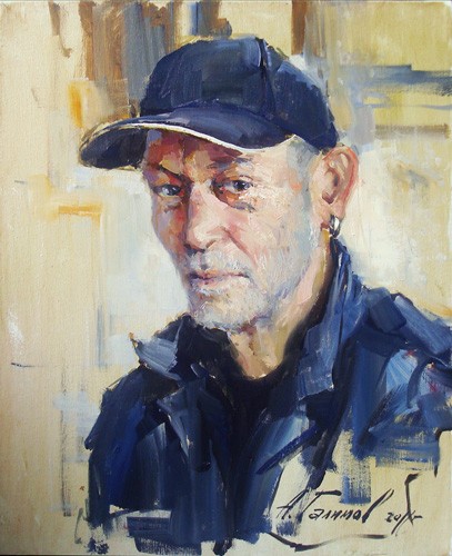 Painting A.Galimov Portrait of a Bulgarian artist  Javor Vitanov. 