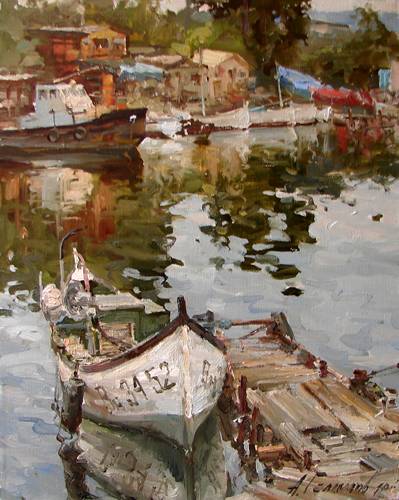 Painting by Azat Galimov In fishing Village  Asparuhovo. Varna, Bulgaria. 