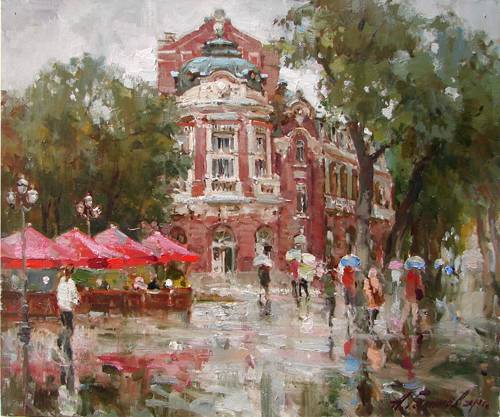 Painting by Azat Galimov Autumn in Varna. Bulgaria. 