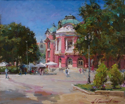 Painting by Azat Galimov Varna. Opera House.