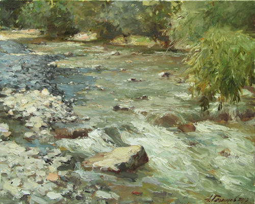 Painting by Azat Galimov  Mountain stream. Beli Osam. Bulgaria.