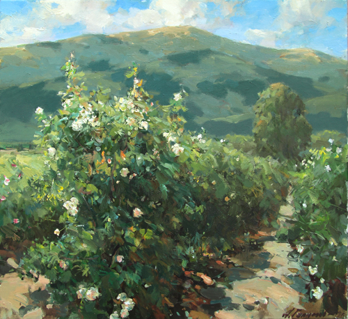 Painting by Azat Galimov  In the Valley of Roses. Kazanlak. Bulgaria.