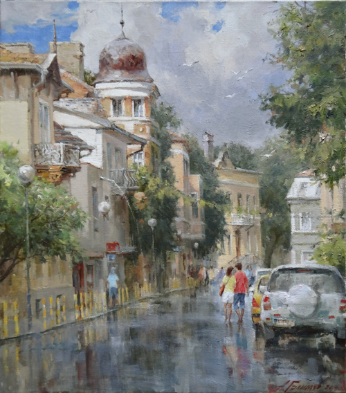 Painting Azat Galimov  Summer in Varna. View on the street  Dragan Tsankov.