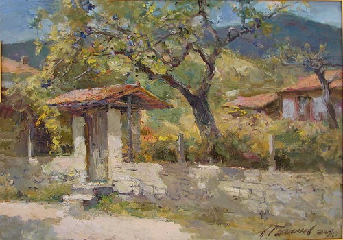 Painting by Azat Galimov Village Ichera.