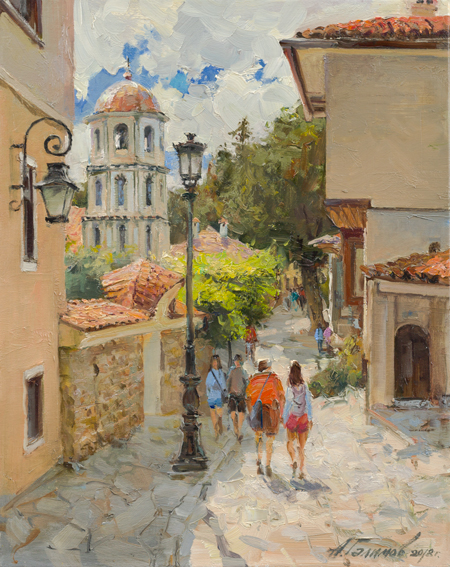 Painting Azat Galimov   Hot Summer. Old city. Plovdiv.