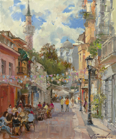 Painting Azat Galimov   View of the Jumaya Mosque. Plovdiv.