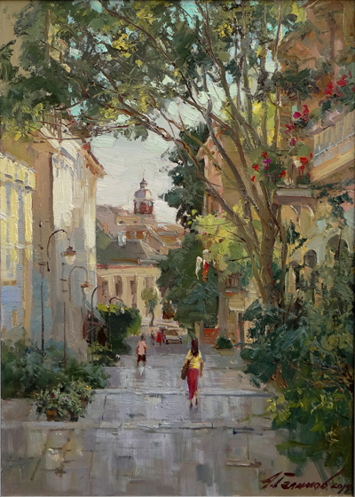 Painting Azat Galimov   Along the streets of Varna.