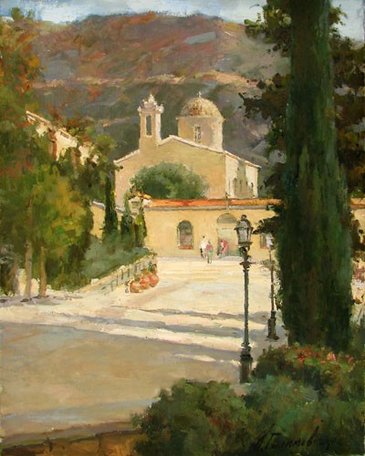 Painting Azat Galimov. Evening in the monastery. Agios Neophytos.  