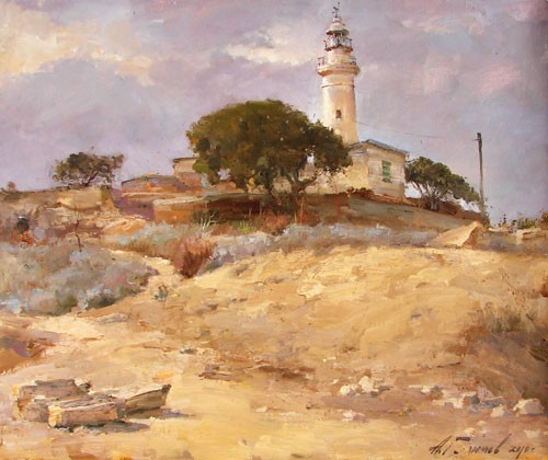 Painting Azat Galimov. The path to the lighthouse. Paphos.