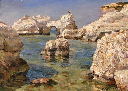 Painting Azat Galimov.White Cliffs of Coral Bay.