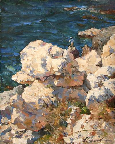 Картина А.Галимова Жаркие камни на побережье Кипра.