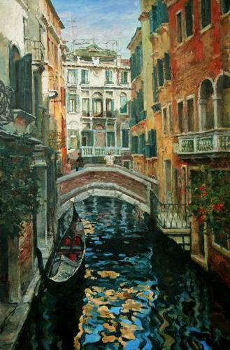 Painting Azat Galimov. Venice. Tired gondola.