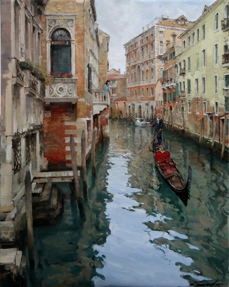 Painting Azat Galimov.Dialogue. Rio di San Polo, Venice.
