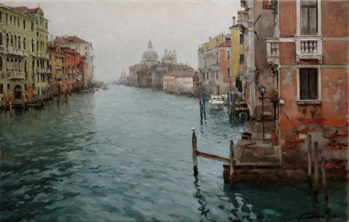 Painting Azat Galimov.Winter morning on the Grand Canal.