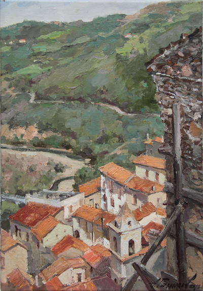  Painting by Azat Galimov.Roofs of Valsinni.