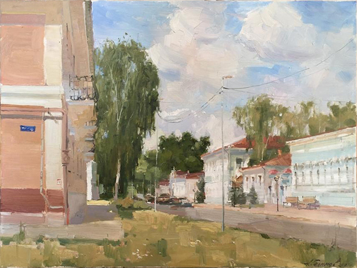 Painting by Azat Galimov. On Bolshaya Pokrovskaya street. Yelabuga