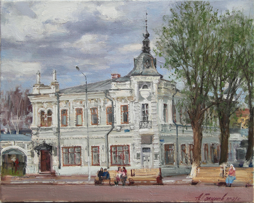 Painting by the artist Azat Galimov. Merchant Melnikov's house. Chistopol