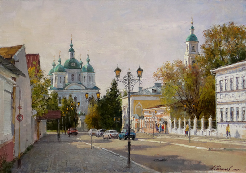 Painting by Azat Galimov. Elabuga. Morning on Spasskaya street.