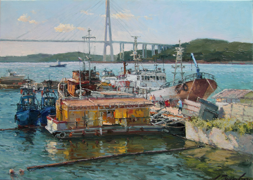 Painting by Azat Galimov.In the Bay of Anna. Vladivostok.