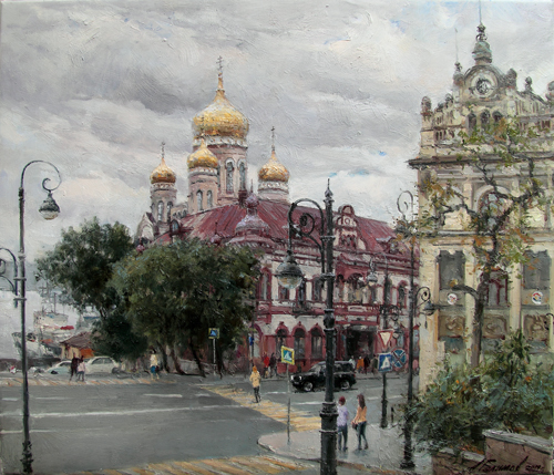 Painting by Azat Galimov.Vladivostok. Officers Sloboda.