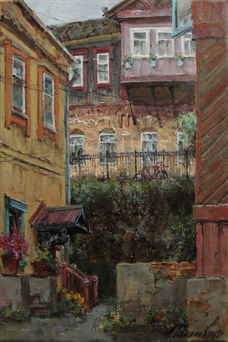 Painting by Azat Galimov.At the house SIBERIA. Courtyards of Vladivostok.