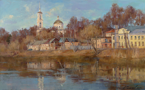 Painting Galimov Azat.On the banks of the Tvertsa river. 