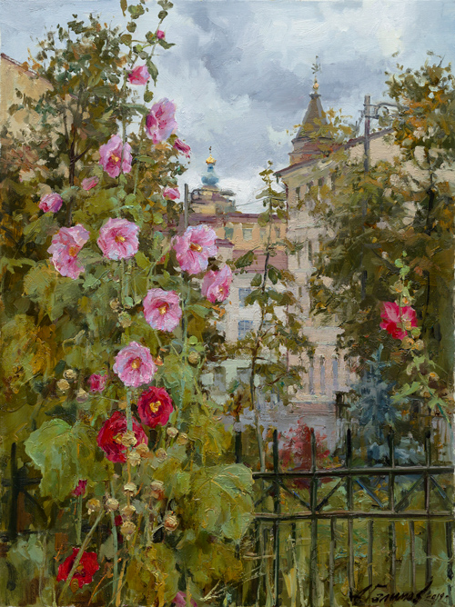 Painting by Azat Galimov.Mallows on Chernyshevsky Str. Kazan autumn series