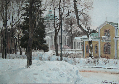 Painting by the artist Azat Galimov.At the Dacha restaurant.Arkhangelsk Park, Krasnogorsk. 