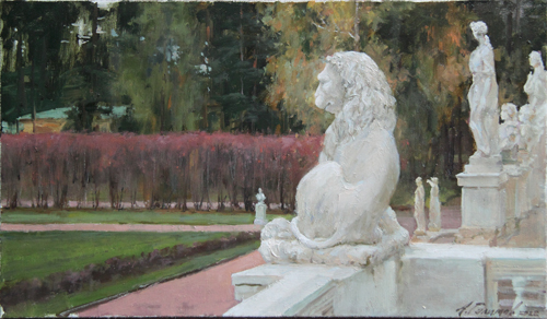 Painting by the artist Azat Galimov. Palace guard. Yusupov estate, Arkhangelskoye. 