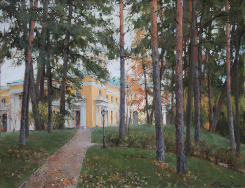 Painting by the artist Azat Galimov. Pines in the Bull Grove Yusupov Estate Arkhangelskoye. 