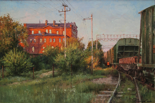 Painting by the artist Azat Galimov. Railway life. Yeletsky stories series