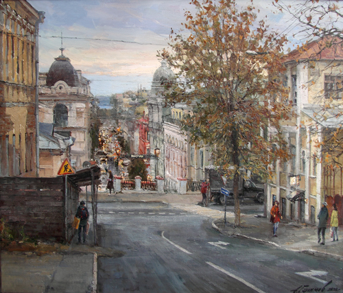 Painting by Azat Galimov.From the life of the city. Autumn Kazan. 