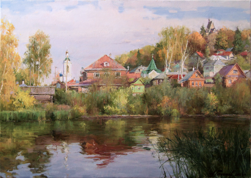 Painting by artist Azat Galimov on the theme of the city of Plyos