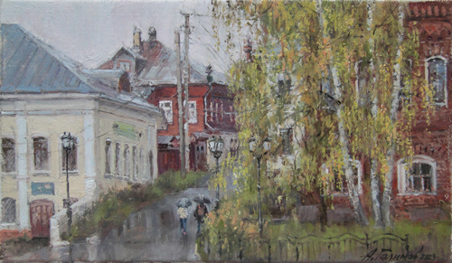 Painting by artist Azat Galimov on the theme of the city of Plyos