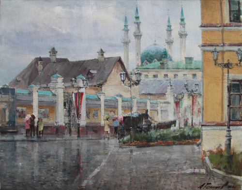 Painting by Azat Galimov. Bad weather. Kazan Kremlin.