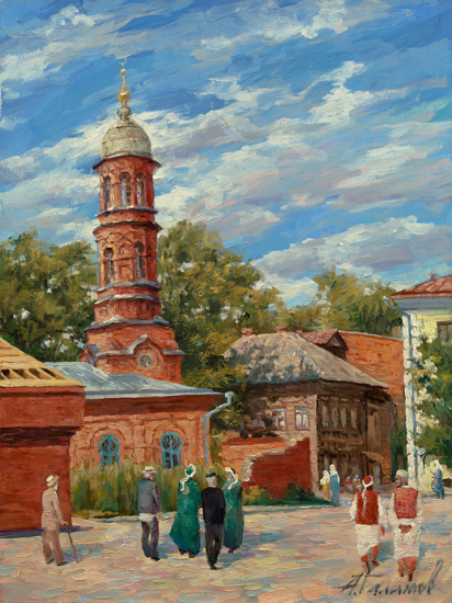 Painting by Azat Galimov. Burnaevsky mosque. Kazan.