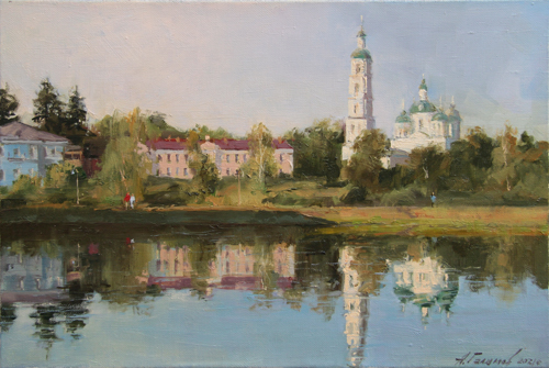 Painting by Azat Galimov. Evening at Shishkinsky Ponds. Yelabuga