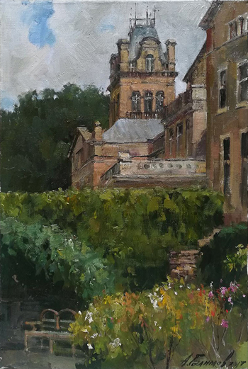 Painting by Azat Galimov. Artwork In the gardens of Hestercombe House, Somerset. 