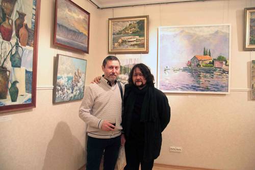 Photo.Artists Galimov Azat and Tuman Zhumabaev.